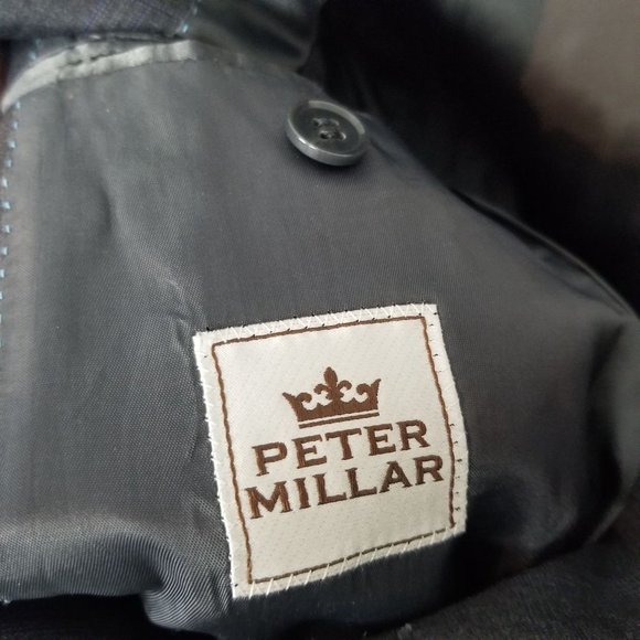 Peter Millar Mens 40S Gray Plaid Long Sleeves Wool 2-Piece Blazer Suit Set - Picture 7 of 14